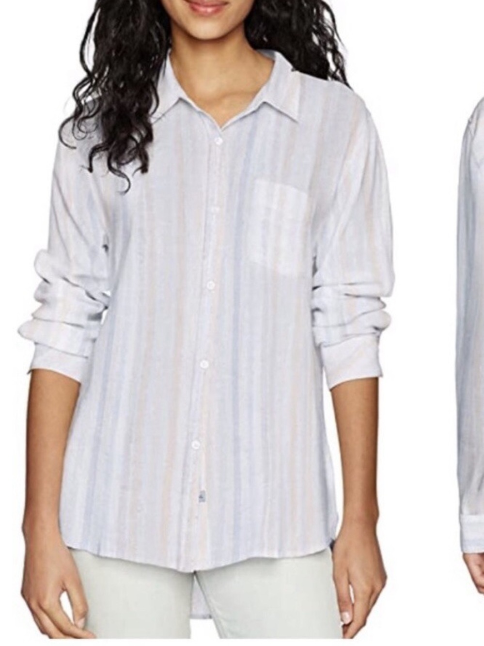 Rails Charli Barcelona Stripe Pastel Metallic Linen Blend Shirt Size Small